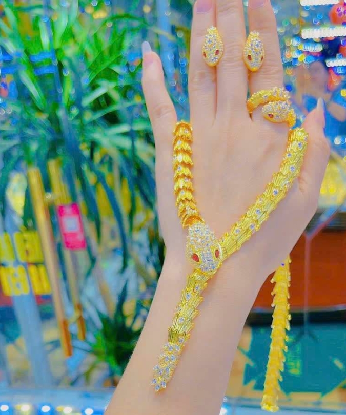 Combo Dây + Vòng + Đôi Bông + Nhẫn Bạc Xi Vàng ( có bán lẻ )