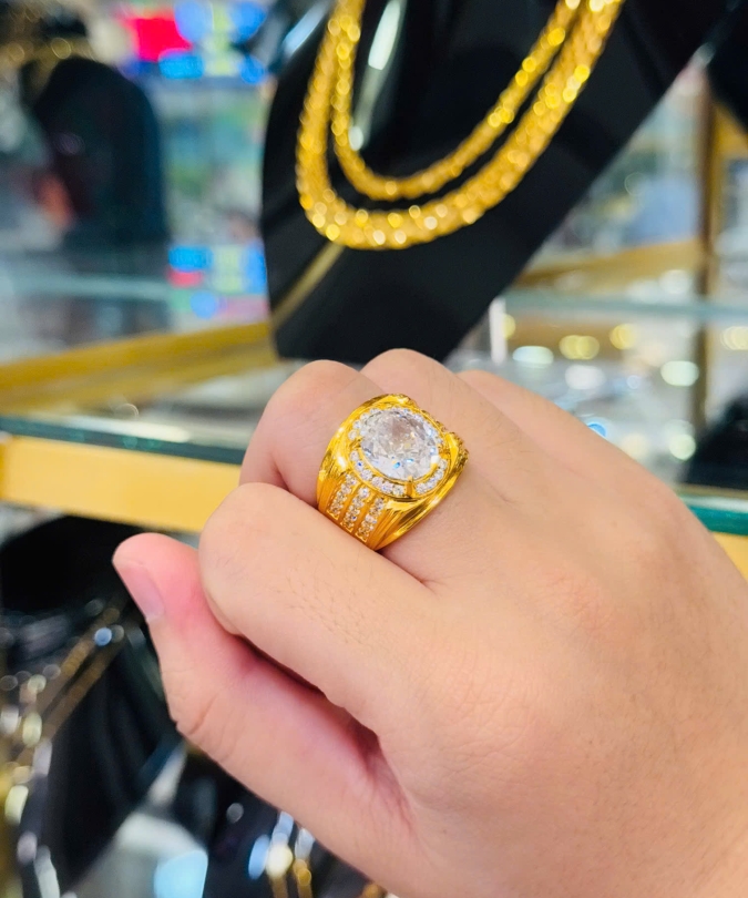 Nhẫn Nam Hột Tròn Bảng Tấm