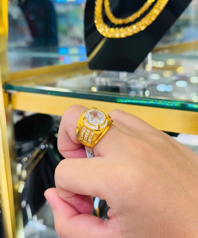 Nhẫn Nam Hột Tròn Bảng Tấm